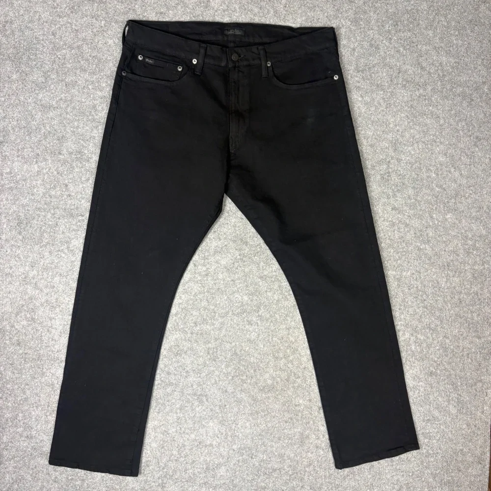 Polo Ralph Lauren Mens Varick Slim Straight Black Denim Jeans 35x30
